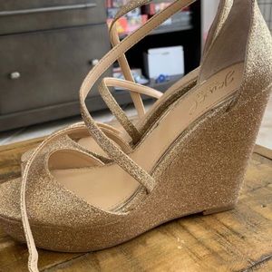 Badgley Miscka gold platforms size 7